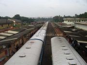 Trains crossing mavelikkara railwaystation